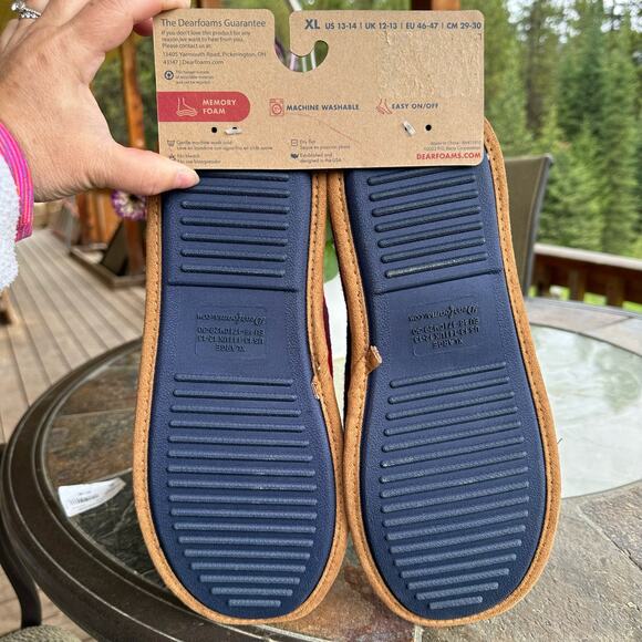 DearFoams Papa Bear Slippers Mens XL 13-14 Memory Foam Buffalo Plaid Cabincore - Picture 3 of 5